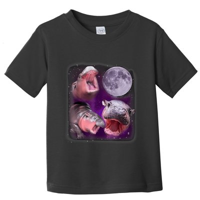 Moo Deng Bouncy Pig In Thai Picture Howling Under The Moon Toddler T-Shirt