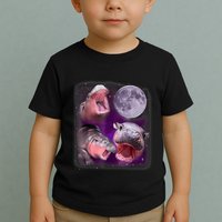 Moo Deng Bouncy Pig In Thai Picture Howling Under The Moon Toddler T-Shirt