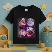 Moo Deng Bouncy Pig In Thai Picture Howling Under The Moon Toddler T-Shirt