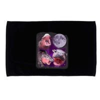Moo Deng Bouncy Pig In Thai Picture Howling Under The Moon Microfiber Hand Towel