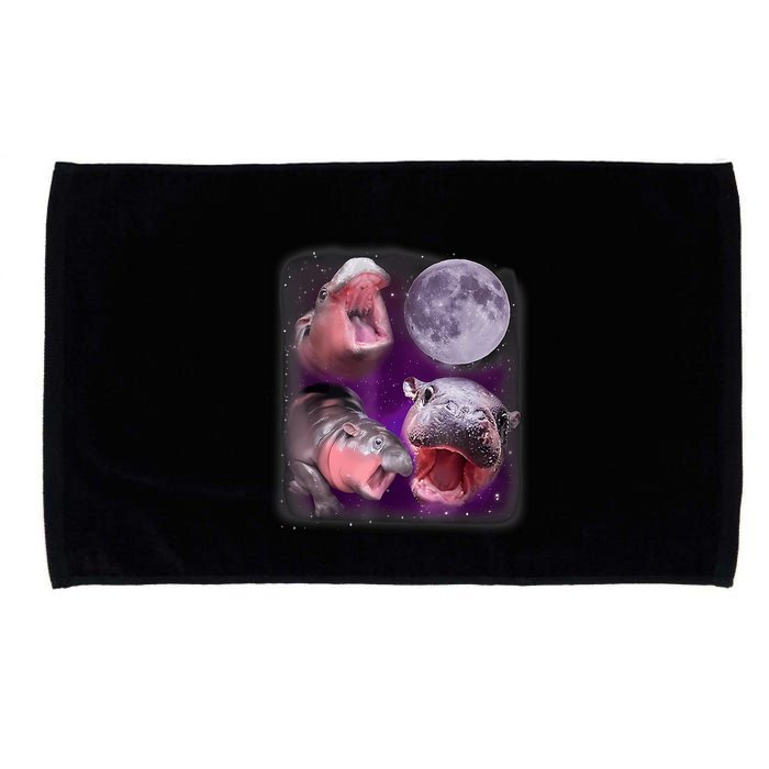 Moo Deng Bouncy Pig In Thai Picture Howling Under The Moon Microfiber Hand Towel