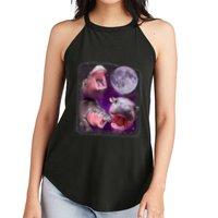 Moo Deng Bouncy Pig In Thai Picture Howling Under The Moon Women's Perfect Tri Rocker Tank
