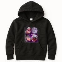 Moo Deng Bouncy Pig In Thai Picture Howling Under The Moon Kids Hoodie