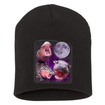 Moo Deng Bouncy Pig In Thai Picture Howling Under The Moon Short Acrylic Beanie