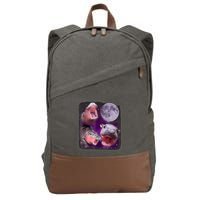 Moo Deng Bouncy Pig In Thai Picture Howling Under The Moon Cotton Canvas Backpack