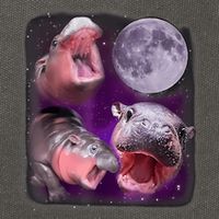 Moo Deng Bouncy Pig In Thai Picture Howling Under The Moon Cotton Canvas Backpack