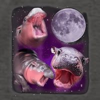Moo Deng Bouncy Pig In Thai Picture Howling Under The Moon Vector Backpack