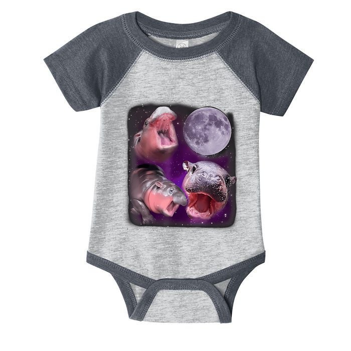Moo Deng Bouncy Pig In Thai Picture Howling Under The Moon Infant Baby Jersey Bodysuit