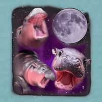 Moo Deng Bouncy Pig In Thai Picture Howling Under The Moon Sueded Cloud Jersey T-Shirt