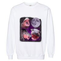 Moo Deng Bouncy Pig In Thai Picture Howling Under The Moon Garment-Dyed Sweatshirt