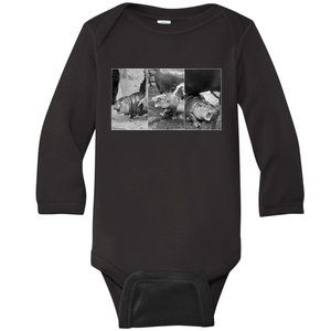 Moo Deng Baby Hippo Zoo Baby Hippo Black And White Baby Long Sleeve Bodysuit