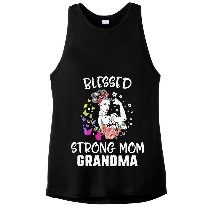MotherS Day Blessed Strong Mom Grandma Strong Women Gift Ladies PosiCharge Tri-Blend Wicking Tank