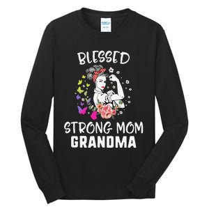 MotherS Day Blessed Strong Mom Grandma Strong Women Gift Tall Long Sleeve T-Shirt