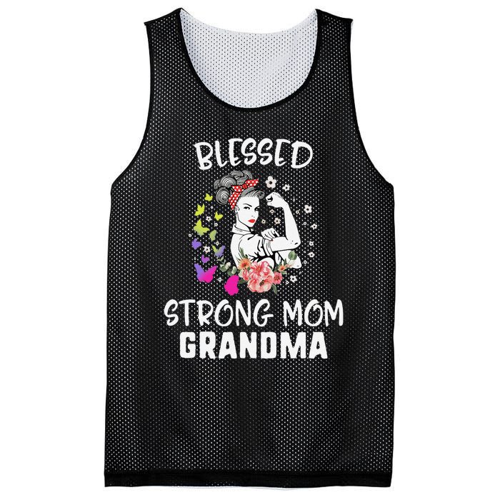 MotherS Day Blessed Strong Mom Grandma Strong Women Gift Mesh Reversible Basketball Jersey Tank