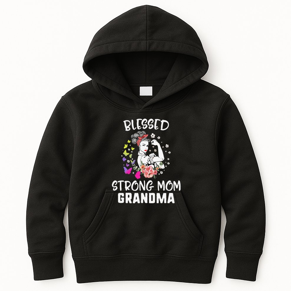 MotherS Day Blessed Strong Mom Grandma Strong Women Gift Kids Hoodie