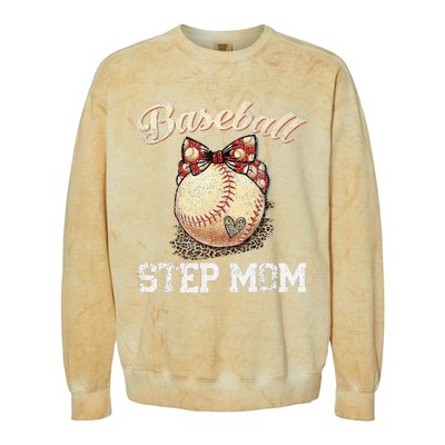 Mother's Day Baseball Step Mom Leopard Softball Gifts Colorblast Crewneck Sweatshirt