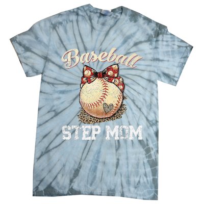 Mother's Day Baseball Step Mom Leopard Softball Gifts Tie-Dye T-Shirt