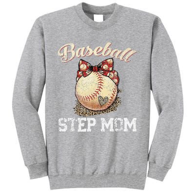 Mother's Day Baseball Step Mom Leopard Softball Gifts Tall Sweatshirt