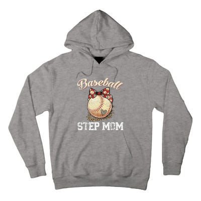 Mother's Day Baseball Step Mom Leopard Softball Gifts Tall Hoodie