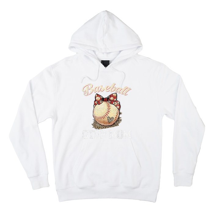 Mother's Day Baseball Step Mom Leopard Softball Gifts Hoodie