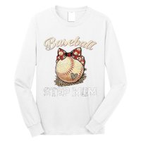 Mother's Day Baseball Step Mom Leopard Softball Gifts Long Sleeve Shirt