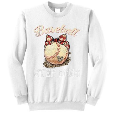 Mother's Day Baseball Step Mom Leopard Softball Gifts Sweatshirt