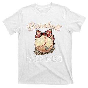 Mother's Day Baseball Step Mom Leopard Softball Gifts T-Shirt