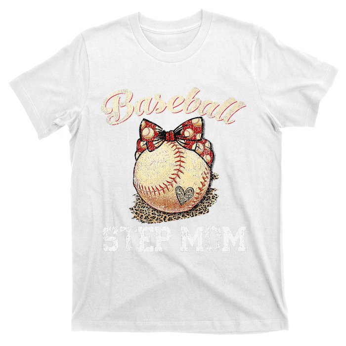 Mother's Day Baseball Step Mom Leopard Softball Gifts T-Shirt