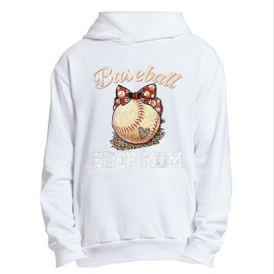 Mother's Day Baseball Step Mom Leopard Softball Gifts Urban Pullover Hoodie