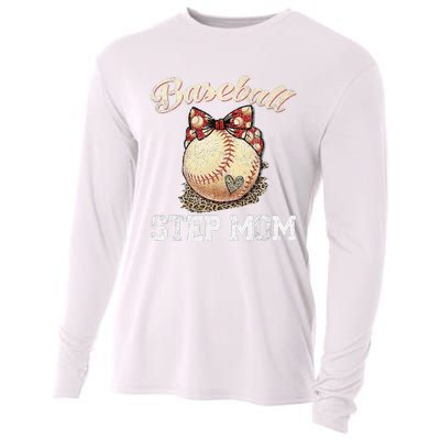 Mother's Day Baseball Step Mom Leopard Softball Gifts Cooling Performance Long Sleeve Crew