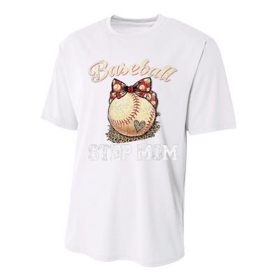 Mother's Day Baseball Step Mom Leopard Softball Gifts Performance Sprint T-Shirt