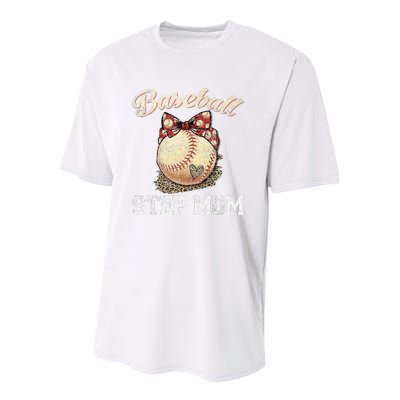 Mother's Day Baseball Step Mom Leopard Softball Gifts Youth Performance Sprint T-Shirt