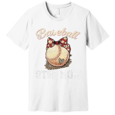 Mother's Day Baseball Step Mom Leopard Softball Gifts Premium T-Shirt