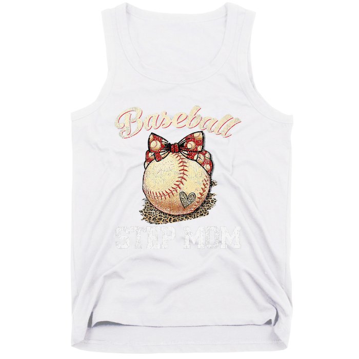 Mother's Day Baseball Step Mom Leopard Softball Gifts Tank Top