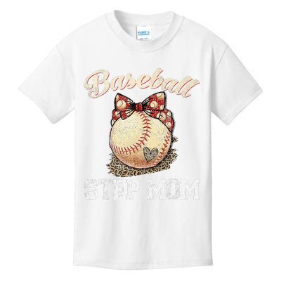 Mother's Day Baseball Step Mom Leopard Softball Gifts Kids T-Shirt