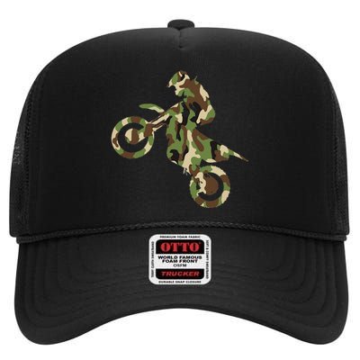 Motocross Dirt Bike Racing Camo Camouflage High Crown Mesh Back Trucker Hat