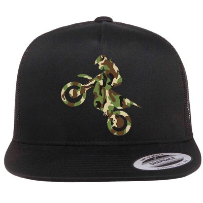 Motocross Dirt Bike Racing Camo Camouflage Flat Bill Trucker Hat