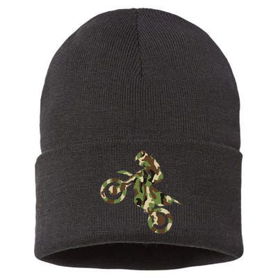 Motocross Dirt Bike Racing Camo Camouflage Sustainable Knit Beanie