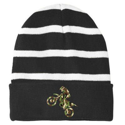 Motocross Dirt Bike Racing Camo Camouflage Striped Beanie with Solid Band