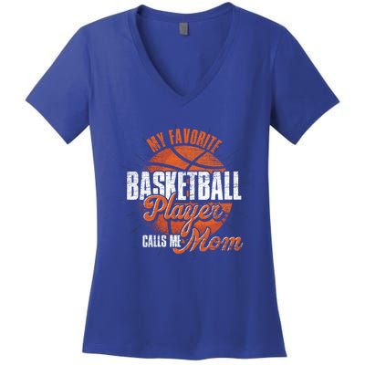 Mothers Day Basketball Fan Basketball Player Mom Basketball Meaningful Gift Women's V-Neck T-Shirt