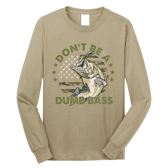 Me.N DonT Be A Dumb Bass Fishing American Flag Vintage Long Sleeve Shirt