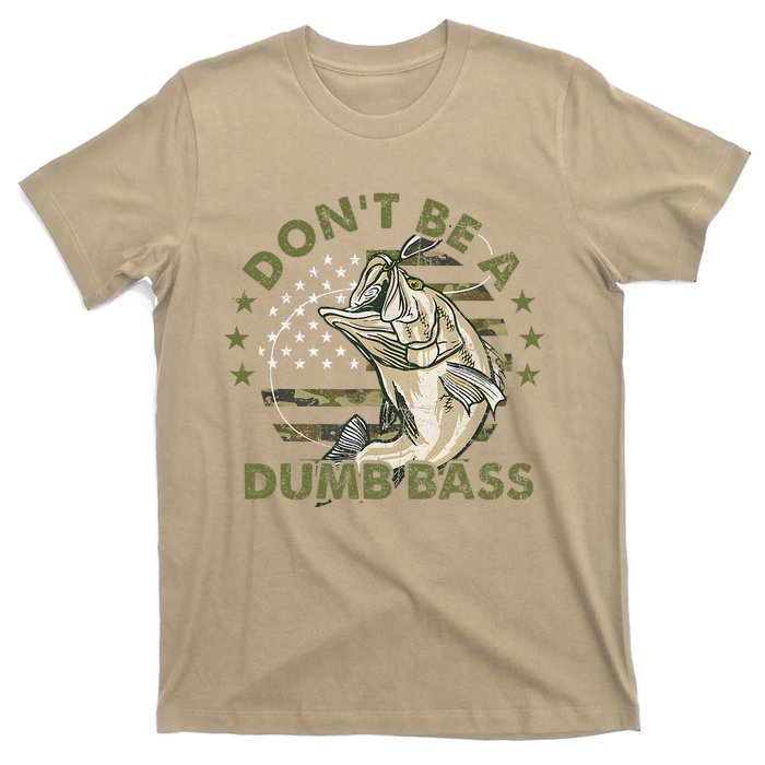 Me.N DonT Be A Dumb Bass Fishing American Flag Vintage T-Shirt