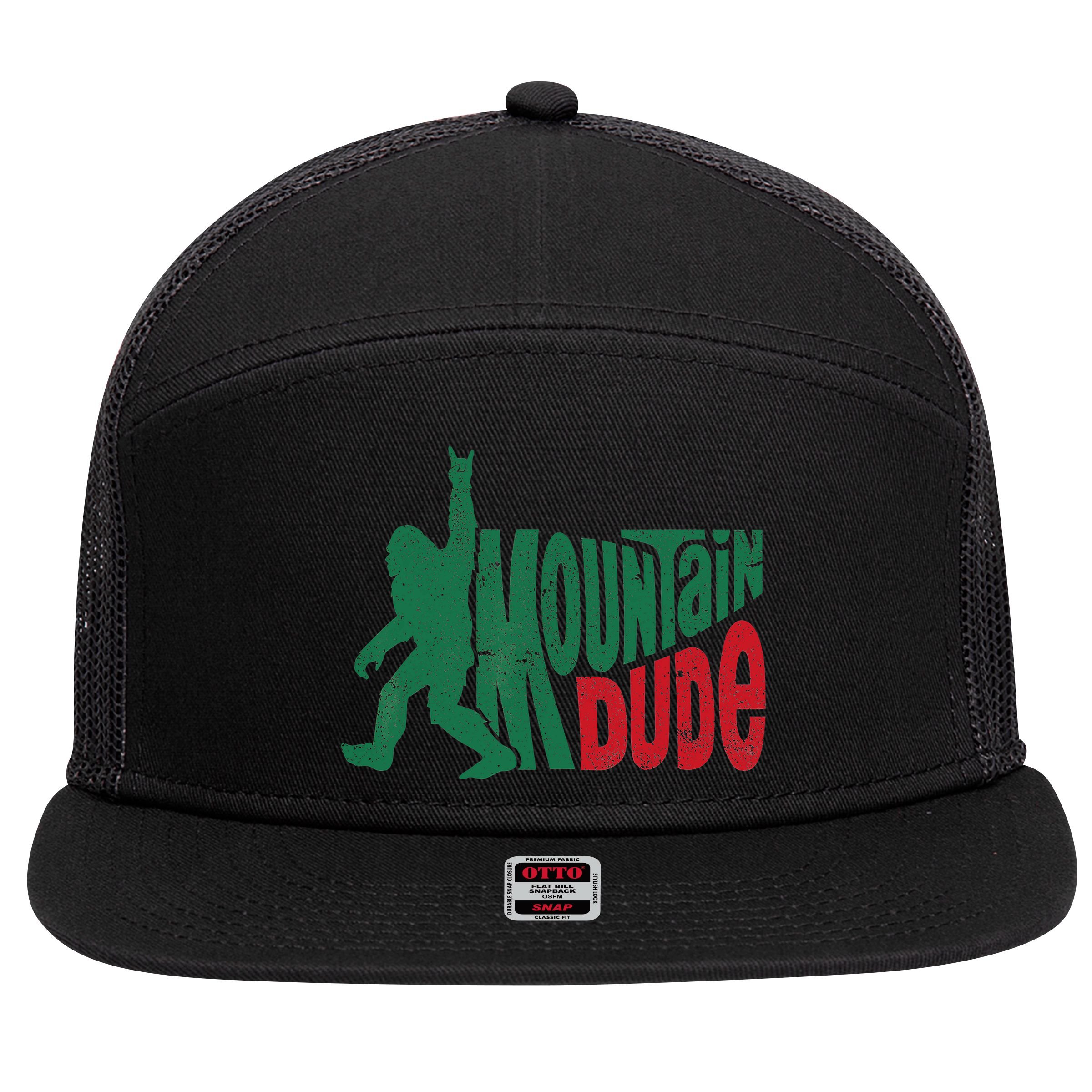 Mountain Dude Bigfoot Sasquatch Hiking Funny 7 Panel Mesh Trucker Snapback Hat