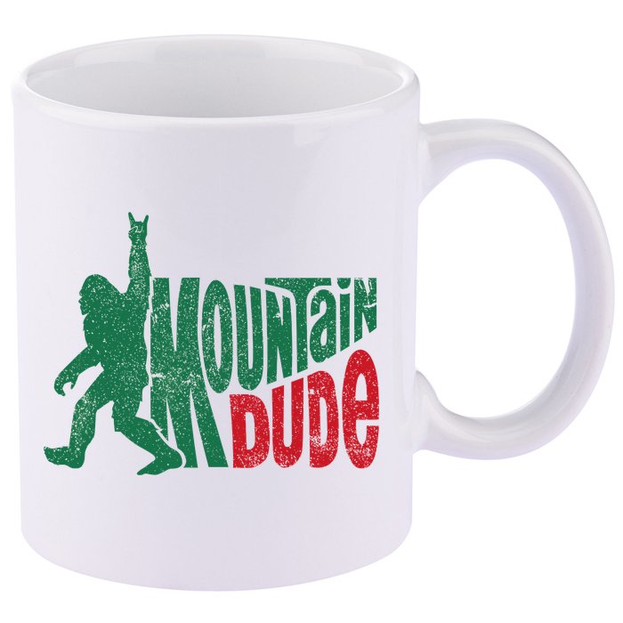 Mountain Dude Bigfoot Sasquatch Hiking Funny 11oz C Handle Ceramic Mug
