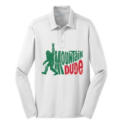 Mountain Dude Bigfoot Sasquatch Hiking Funny Silk Touch Performance Long Sleeve Polo