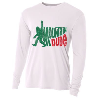 Mountain Dude Bigfoot Sasquatch Hiking Funny Cooling Performance Long Sleeve Crew