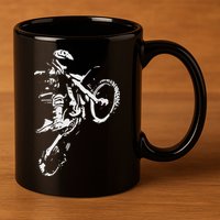 Motocross Dirt Bike 11oz C Handle Ceramic Mug