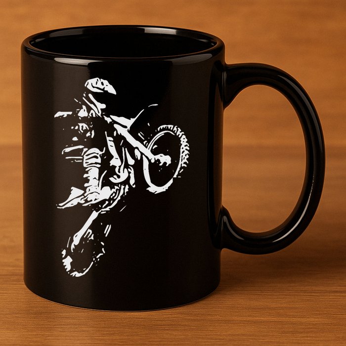 Motocross Dirt Bike 11oz C Handle Ceramic Mug
