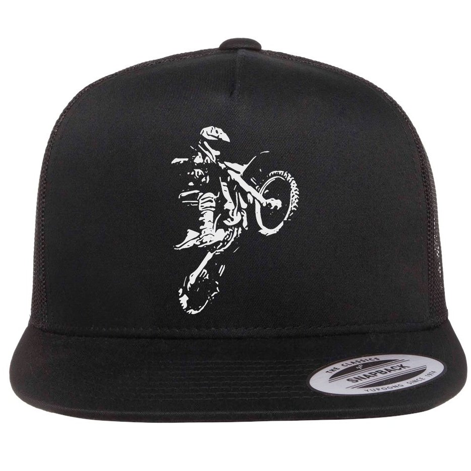 Motocross Dirt Bike Flat Bill Trucker Hat