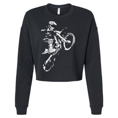 Motocross Dirt Bike Cropped Pullover Crew